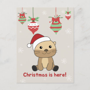 Otter Christmas Snow Winter Animals Otter Holiday  Postcard