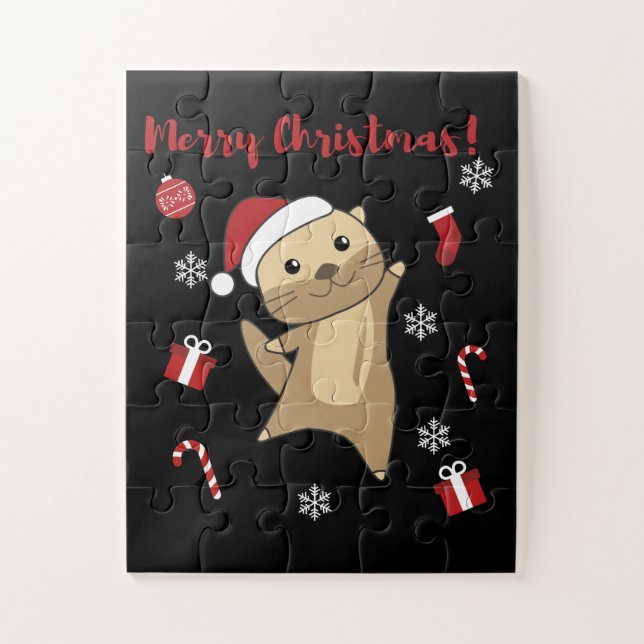 Otter Christmas Snow Winter Animals Otter Jigsaw Puzzle (Vertical)