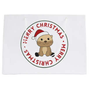 Otter Christmas Snow Winter Animals Otter Large Gi Gift Bag