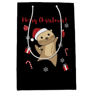 Otter Christmas Snow Winter Animals Otter Medium Gift Bag