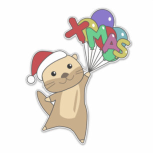 Otter Christmas Snow Winter Animals Otter Sticker