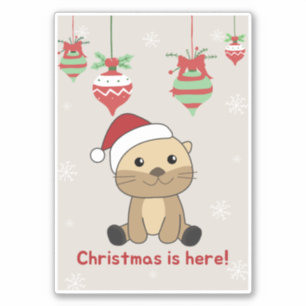 Otter Christmas Snow Winter Animals Otter Sticker