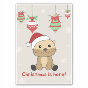 Otter Christmas Snow Winter Animals Otter Sticker
