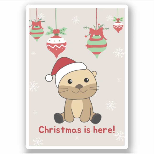 Otter Christmas Snow Winter Animals Otter Sticker (Front)