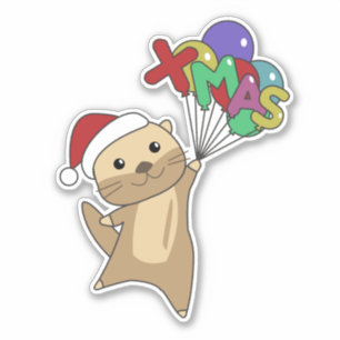 Otter Christmas Snow Winter Animals Otter Sticker