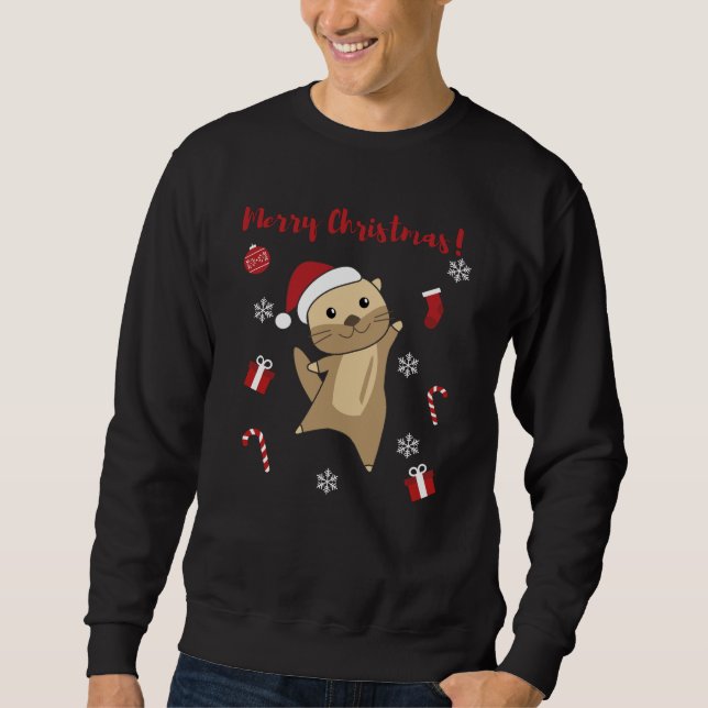 Otter Christmas Snow Winter Animals Otter Sweatshirt (Front)