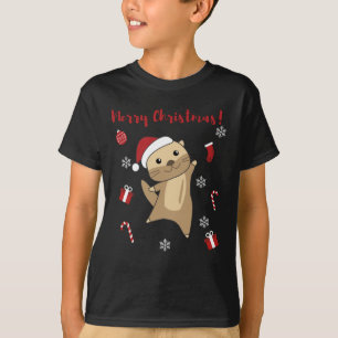 Otter Christmas Snow Winter Animals Otter T-Shirt