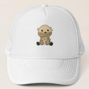 Otter Christmas Snow Winter Animals Otter Trucker Hat