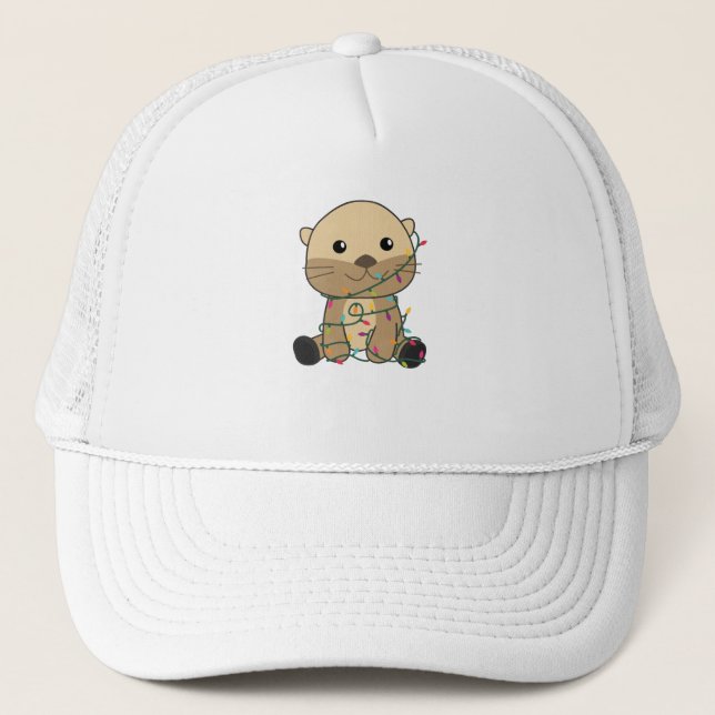 Otter Christmas Snow Winter Animals Otter Trucker Hat (Front)
