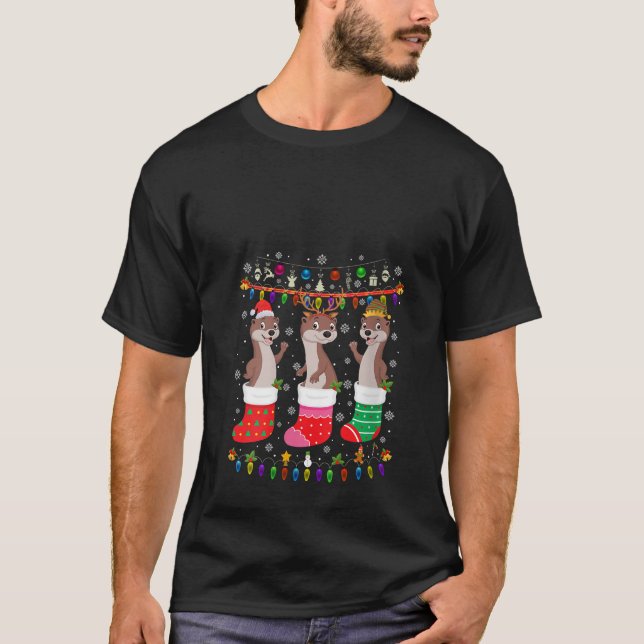 Otter Christmas Socks Ugly Christmas Sweater Pajam (Front)