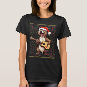 Otter Christmas Ugly Shirts Otter Playing Guitar X