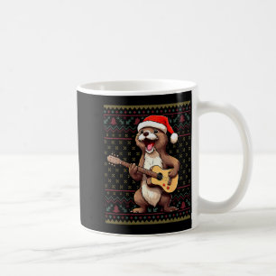 Otter Christmas Ugly Shirts Otter Playing Guitar X Coffee Mug