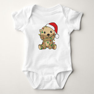 Otter Christmas Winter Animals Holiday Otters Baby Bodysuit