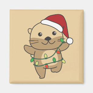 Otter Christmas Winter Animals Holiday Otters Magnet