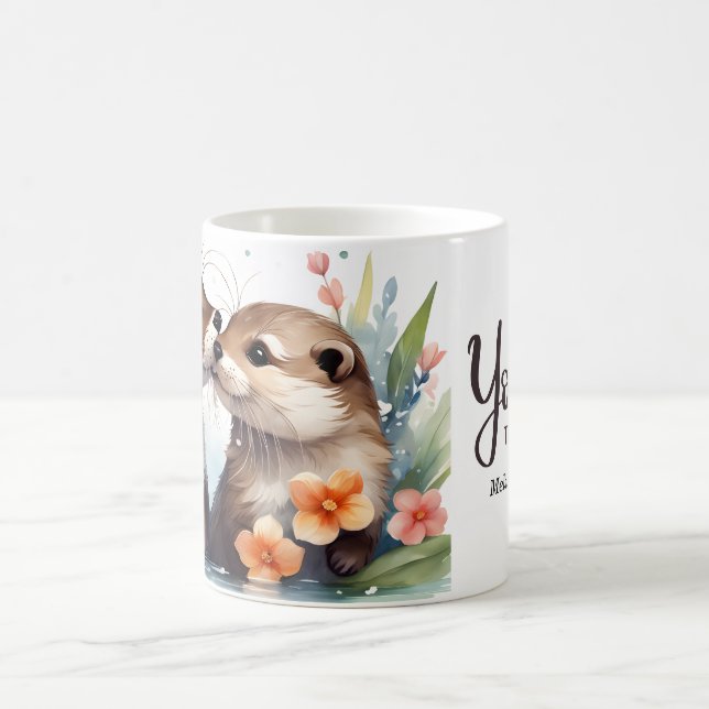 Otter Couple Kissing Together Forever Valentine Coffee Mug (Center)