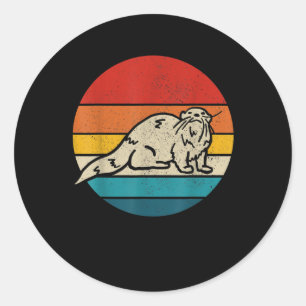 Otter - Cute Sea Otter Vintage Sunset Classic Round Sticker