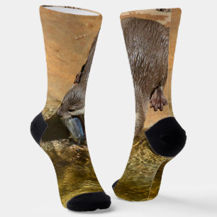 Otter Eating A Fish, Crew Socks