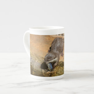 Otter Eating Otterly Delicious Fish,    Bone China Mug