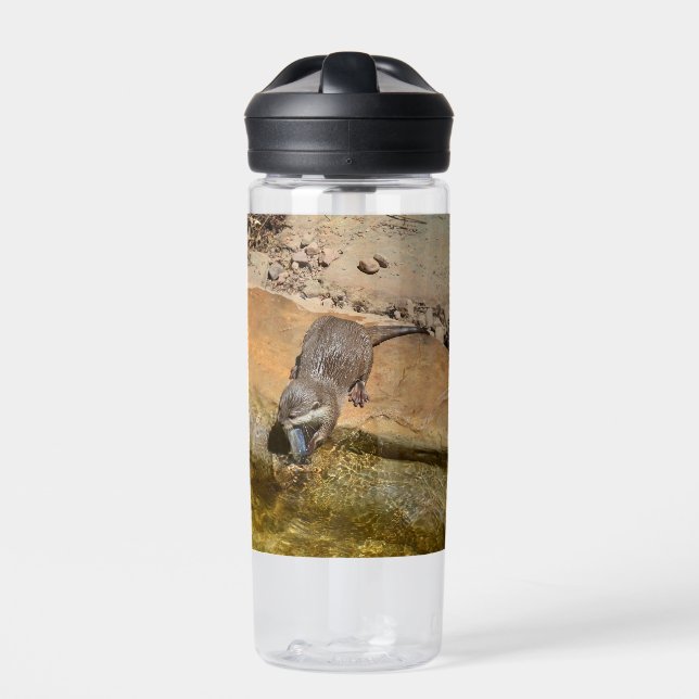 Otter Eating Otterly Delicious Fish,    Water Bottle (Front)