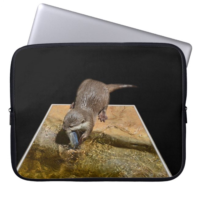 Otter Eating Tasty Fish, Laptop Sleeve (Front)