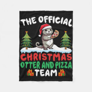 Otter Eating Zza Santa Hat Xmas Light Christmas T Fleece Blanket