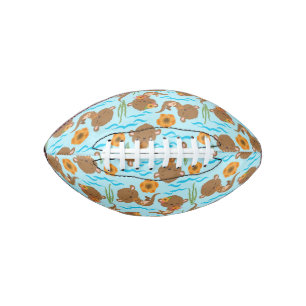 Otter Family Orange Flowers Floral Aquatic Animals Football