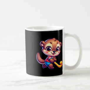 Otter Field Hockey Cartoon Player Cute Sports Masc Coffee Mug