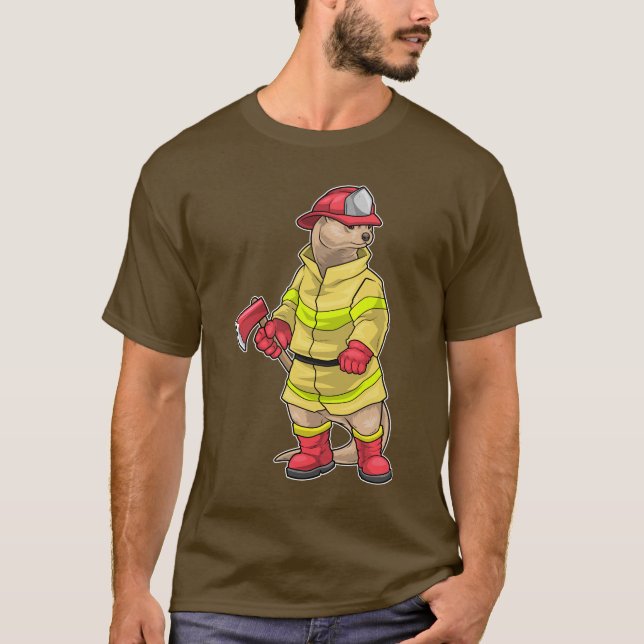 Otter Firefighter Ax Fire department T-Shirt (Front)