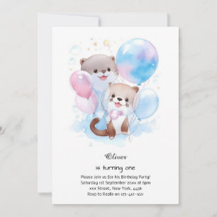 Otter First Birthday Invitation