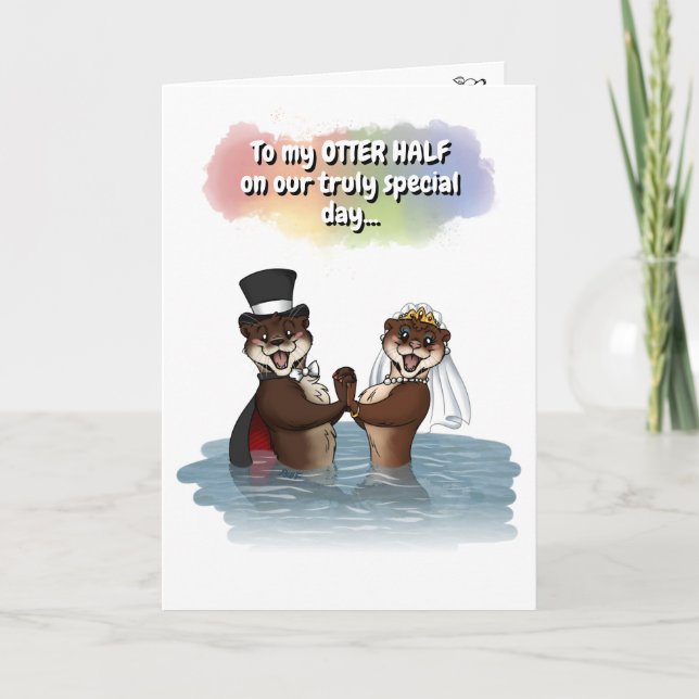 Otter Half Cute Watercolour Anniversary Card (Front)