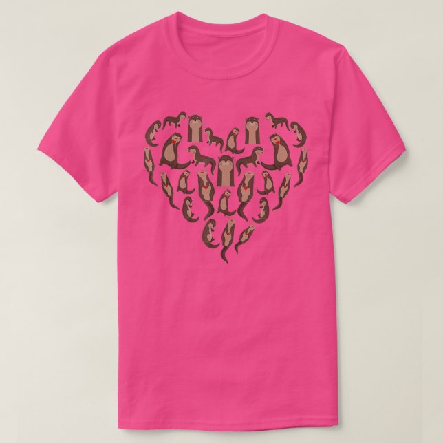 Otter Heart I Cute Otters Hearts Animal Lover I Se T-Shirt (Design Front)