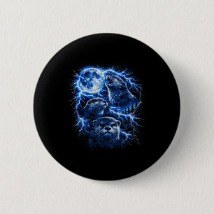 Otter howling at moon vintage 90s retro bootleg 6 cm round badge