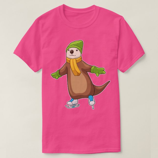 Otter Ice skating Ice skates T-Shirt (Design Front)