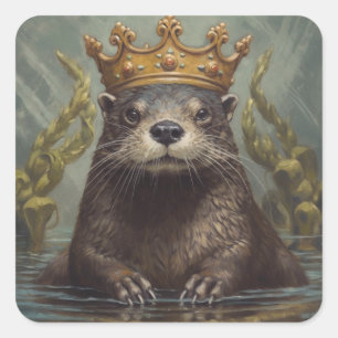 Otter in a Crown Square Sticker