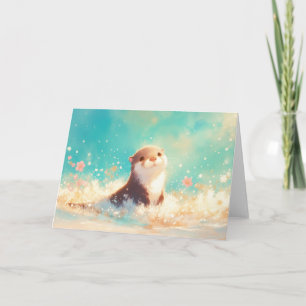 Otter in a Splash of Spring Card