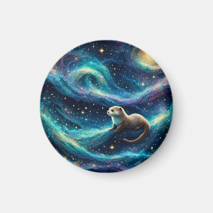 Otter in a Starry Night Ocean Magnet