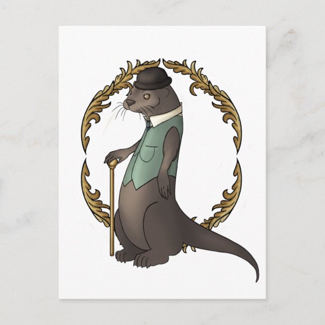 Otter in a Waistcoat and Bowler Hat Postcard (Front)