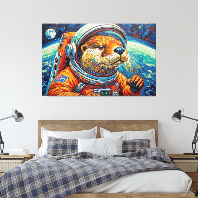 OTTER IN SPACE-3 CANVAS PRINT (Insitu(Bedroom))