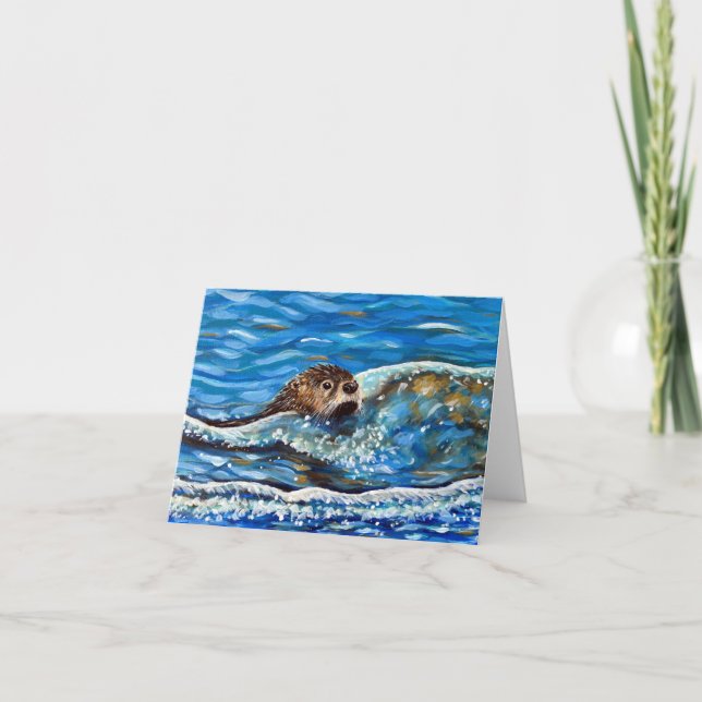 Otter in the Sea Painting Card (Front)