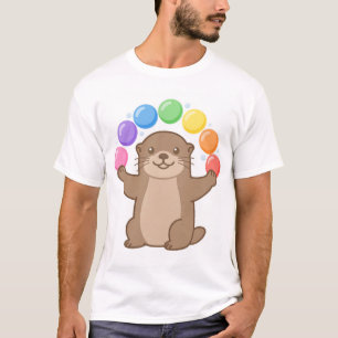 Otter Juggling Colorful Bubbles Art T-Shirt