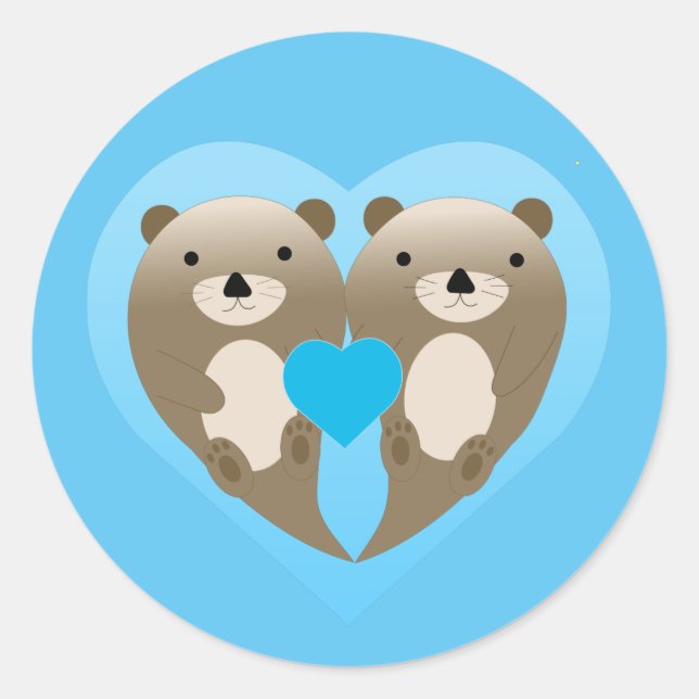 Otter Love Classic Round Sticker (Front)