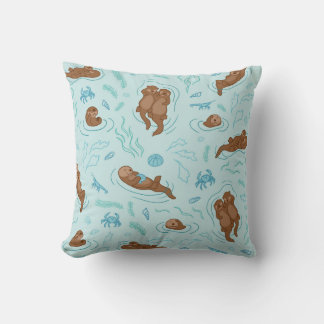 Otter love light throw pillow