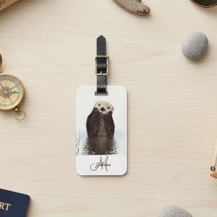 Otter Lover Monogram Personalised Luggage Tag