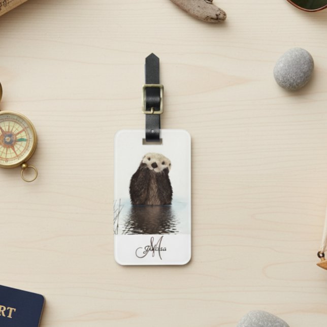Otter Lover Monogram Personalised Luggage Tag (Creator Uploaded)