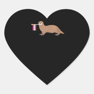 Otter Lovers Otter Lesbian Flag Cute Rainbow Heart Sticker