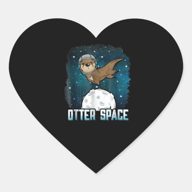 Otter Lovers |Otter Space Funny Outer Space Animal Heart Sticker (Front)