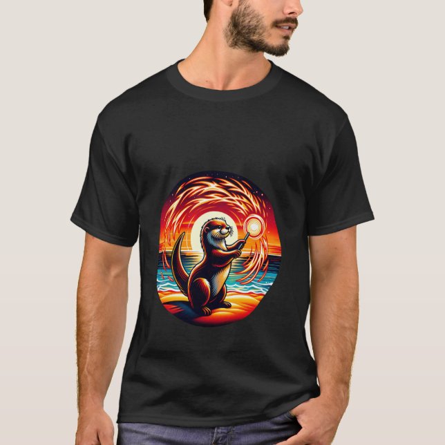 Otter Magic Sunset Creative T-Shirt (Front)