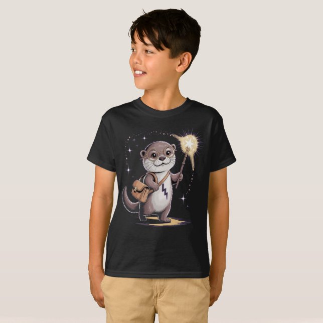Otter Magic Wizard Funny Otter Halloween T-Shirt (Front Full)