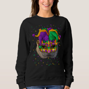 Otter Mardi Gras Animal Face Carnival Jester Festi Sweatshirt