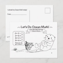Otter Math Coloring Postcard
